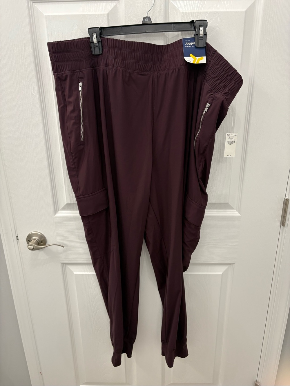 Women's Maroon Jogger Pants with Zipper Pockets